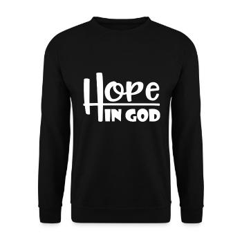 Christian Design Hoffnung in Gott - Unisex Pullover - Schwarz - Vorne - Alina (178cm) & Michal (187cm)
