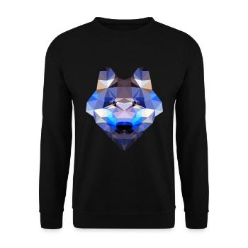 Schönes Wolf-Polygon-Design - Unisex Pullover - Schwarz - Vorne - Alina (178cm) & Michal (187cm)