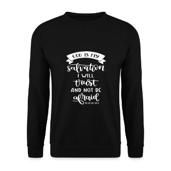 Christian Design God is my salvation, I will - Unisex Sweatshirt - black - Front - Alina (178cm) & Michal (187cm)