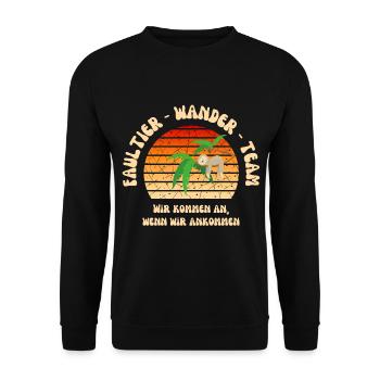 Wandern Faultier Wanderteam lustig Schrift retro - Unisex Pullover - Schwarz - Vorne - Alina (178cm) & Michal (187cm)