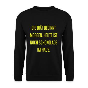 Die Diät beginnt morgen - Schokolade im Haus! - Unisex Pullover - Schwarz - Vorne - Alina (178cm) & Michal (187cm)