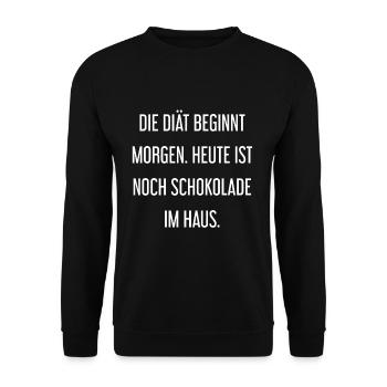 Die Diät beginnt morgen - Schokolade im Haus! - Unisex Pullover - Schwarz - Vorne - Alina (178cm) & Michal (187cm)