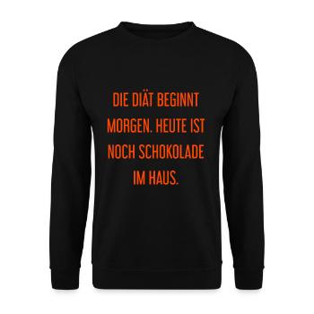 Die Diät beginnt morgen - Schokolade im Haus! - Unisex Pullover - Schwarz - Vorne - Alina (178cm) & Michal (187cm)