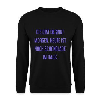 Die Diät beginnt morgen - Schokolade im Haus! - Unisex Pullover - Schwarz - Vorne - Alina (178cm) & Michal (187cm)