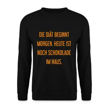 Die Diät beginnt morgen - Schokolade im Haus! - Unisex Pullover - Schwarz - Vorne - Alina (178cm) & Michal (187cm)