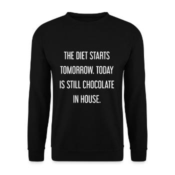 Die Diät beginnt morgen - Schokolade im Haus! - Unisex Pullover - Schwarz - Vorne - Alina (178cm) & Michal (187cm)