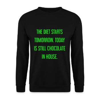 Le régime commence demain - chocolat dans la maison! - Sweat-shirt Unisexe - noir - Devant - Alina (178cm) & Michal (187cm)