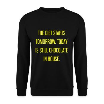 Le régime commence demain - chocolat dans la maison! - Sweat-shirt Unisexe - noir - Devant - Alina (178cm) & Michal (187cm)
