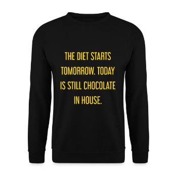 Le régime commence demain - chocolat dans la maison! - Sweat-shirt Unisexe - noir - Devant - Alina (178cm) & Michal (187cm)