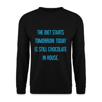 Le régime commence demain - chocolat dans la maison! - Sweat-shirt Unisexe - noir - Devant - Alina (178cm) & Michal (187cm)