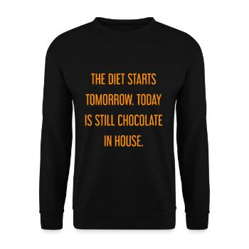 Die Diät beginnt morgen - Schokolade im Haus! - Unisex Pullover - Schwarz - Vorne - Alina (178cm) & Michal (187cm)