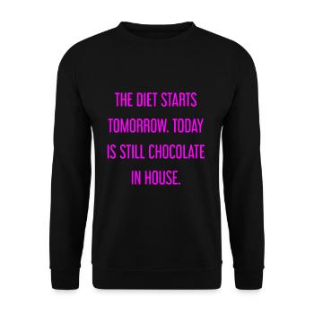Le régime commence demain - chocolat dans la maison! - Sweat-shirt Unisexe - noir - Devant - Alina (178cm) & Michal (187cm)