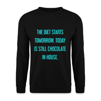 Le régime commence demain - chocolat dans la maison! - Sweat-shirt Unisexe - noir - Devant - Alina (178cm) & Michal (187cm)