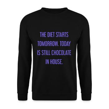Le régime commence demain - chocolat dans la maison! - Sweat-shirt Unisexe - noir - Devant - Alina (178cm) & Michal (187cm)