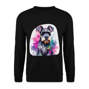 Colorful Cute Miniature Schnauzer Dog in Watercolors - Unisex Sweatshirt - black - Front - Alina (178cm) & Michal (187cm)