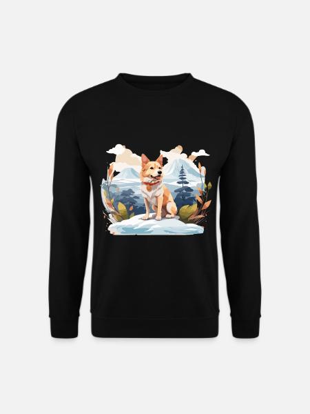 Hokkaido Hund in den Bergen - Unisex Pullover - Schwarz