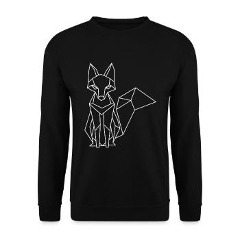 Polygon Fuchs – Geometrisches Kunstwerk - Unisex Pullover - Schwarz - Vorne - Alina (178cm) & Michal (187cm)