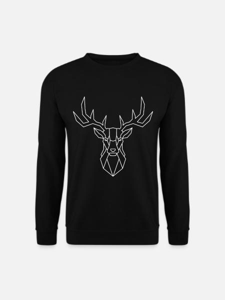 Geometrischer Hirsch – Eleganz in Polygon-Form - Unisex Pullover - Schwarz