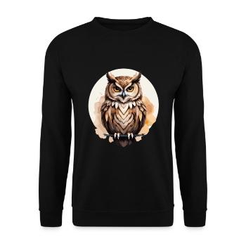 Eule coole stilvolle Federn in diesem Design-Vogel - Unisex Pullover - Schwarz - Vorne - Alina (178cm) & Michal (187cm)