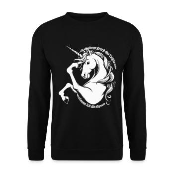 In meinem Reich der Einhörner bestimme ich ... - Unisex Pullover - Schwarz - Vorne - Alina (178cm) & Michal (187cm)