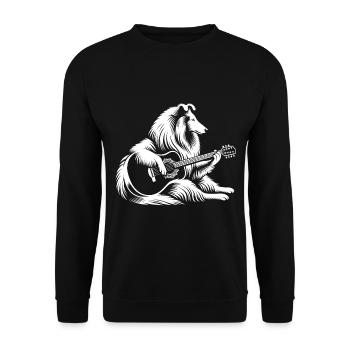 Saitenmelodie Collie - Colli mit Gitarre - Unisex Pullover - Schwarz - Vorne - Alina (178cm) & Michal (187cm)