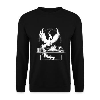 „Phönix aus der Asche“ - Unisex Pullover - Schwarz - Vorne - Alina (178cm) & Michal (187cm)