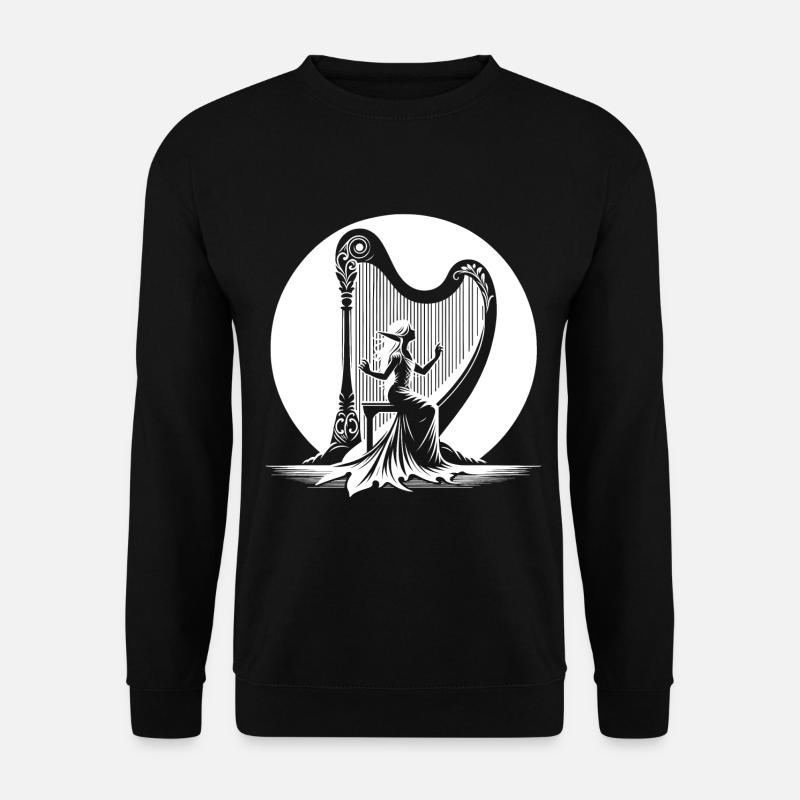 Harpe elfique jouant au clair de lune - Sweat-shirt Unisexe - noir