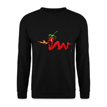 Chili Pepperoni hot hot comic cartoon gaming - Unisex Sweatshirt - black - Front - Alina (178cm) & Michal (187cm)