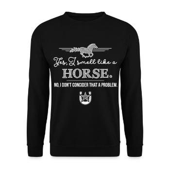 Yes I smell like a horse - funny rider's saying - Unisex Sweatshirt - black - Front - Alina (178cm) & Michal (187cm)