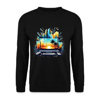 Cityscape, Sunset, Computer Chaos - Unisex Sweatshirt - black - Front - Alina (178cm) & Michal (187cm)
