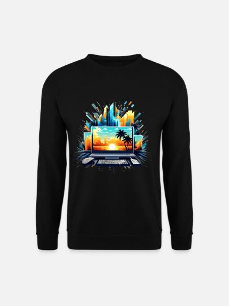 Cityscape, Sunset, Computer Chaos - Unisex Sweatshirt - black