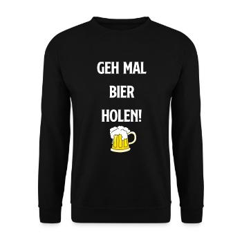 Geh mal Bier holen! - Unisex Pullover - Schwarz - Vorne - Alina (178cm) & Michal (187cm)