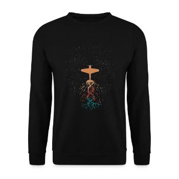 Airplane pilot flying aviation vintage flight - Unisex Sweatshirt - black - Front - Alina (178cm) & Michal (187cm)