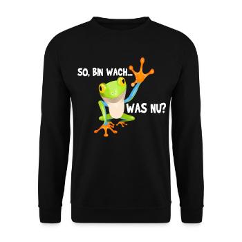Frosch Froschmotiv Frösche Amphibien Geschenkidee - Unisex Pullover - Schwarz - Vorne - Alina (178cm) & Michal (187cm)