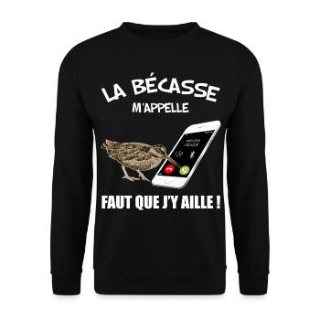 La bécasse m'appelle idée cadeau homme chasseur - Sweat-shirt Unisexe - noir - Devant - Alina (178cm) & Michal (187cm)