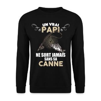 Papi canne à pêche - Sweat-shirt Unisexe - noir - Devant - Alina (178cm) & Michal (187cm)