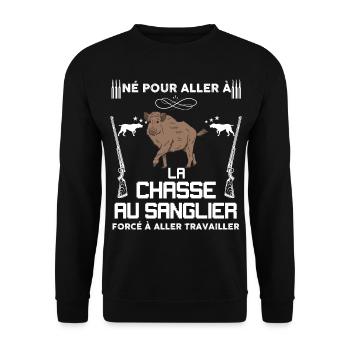 Né la chasse au sanglier Cadeau Homme Papa - Sweat-shirt Unisexe - noir - Devant - Alina (178cm) & Michal (187cm)