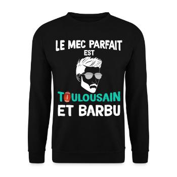 Toulousain et Barbu et Fan de Rugby - Sweat-shirt Unisexe - noir - Devant - Alina (178cm) & Michal (187cm)