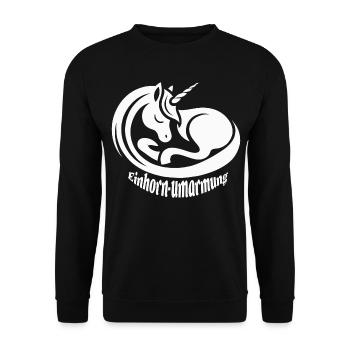 Einhornumarmung - Unisex Pullover - Schwarz - Vorne - Alina (178cm) & Michal (187cm)