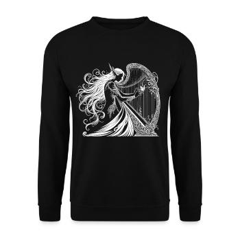 Elfe de la harpe - Elfe avec harpe - Sweat-shirt Unisexe - noir - Devant - Alina (178cm) & Michal (187cm)