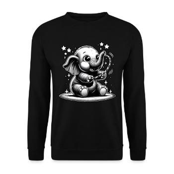 Star play of the little elephant - Unisex Sweatshirt - black - Front - Alina (178cm) & Michal (187cm)
