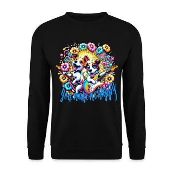 You make me happy - Unisex Sweatshirt - black - Front - Alina (178cm) & Michal (187cm)