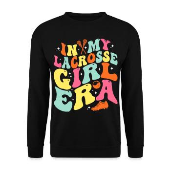 In My Lacrosse Girl Era Retro Spieltag Groovy - Unisex Pullover - Schwarz - Vorne - Alina (178cm) & Michal (187cm)