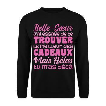 Ehefrau Beste Schwägerin Tolles Weihnachtsgeschenk - Unisex Pullover - Schwarz - Vorne - Alina (178cm) & Michal (187cm)