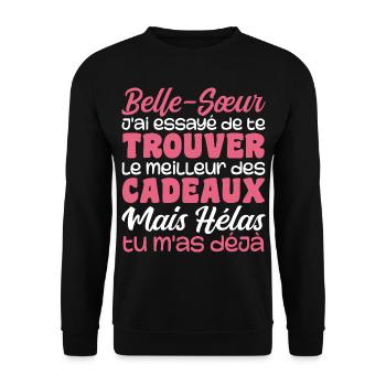 Ehefrau Beste Schwägerin Tolles Weihnachtsgeschenk - Unisex Pullover - Schwarz - Vorne - Alina (178cm) & Michal (187cm)
