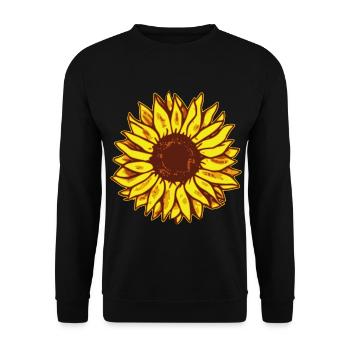 Sonnenblume Zeichnung Illustration Motiv - Unisex Pullover - Schwarz - Vorne - Alina (178cm) & Michal (187cm)