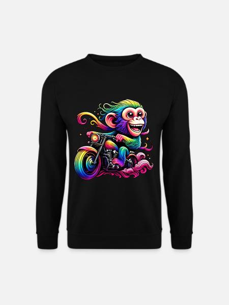 Regenbogenaffe am Regenbogensteuer - Unisex Pullover - Schwarz