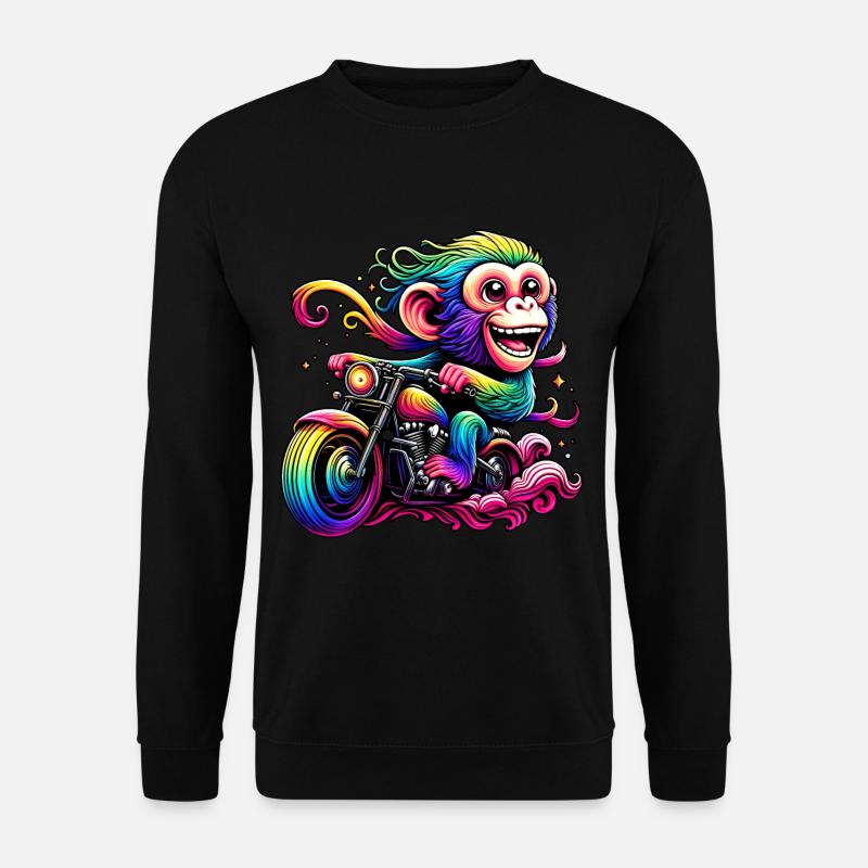Regenbogenaffe am Regenbogensteuer - Unisex Pullover - Schwarz