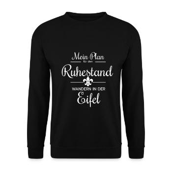 Eifel Mein Plan für den Ruhestand Wandern | Eifel - Unisex Pullover - Schwarz - Vorne - Alina (178cm) & Michal (187cm)