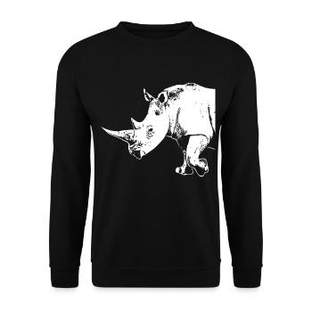 Rhino - Nashorn - Unisex Pullover - Schwarz - Vorne - Alina (178cm) & Michal (187cm)